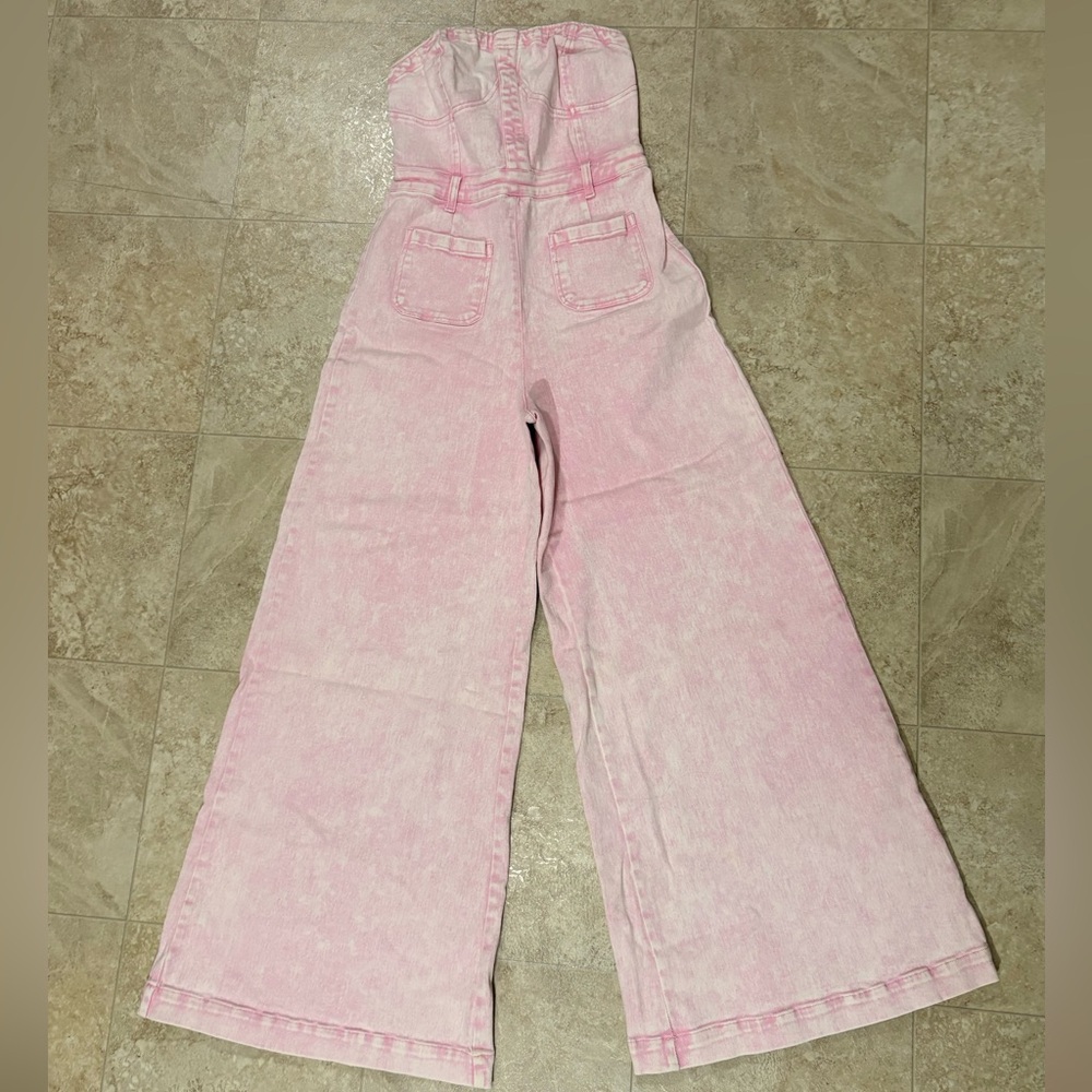 Pink Denim Jumpsuit